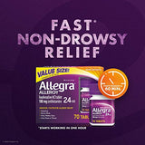 Allegra Adult Non-Drowsy Antihistamine Tablets, 70-Count, 24-Hour Allergy Relief, 180 mg
