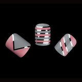 ArtPlus 24pcs x 4 (4-Pack) Pink Grey Chrome Elegant Touch False Nails Premium Pack Full Cover Medium Length with Glue Fake Nails Art 4 Boxes in 1 Premium Pack Buy 3 Get 1 Free