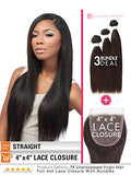 Sensationnel Bare & Natural 4"X4"Lace Closure & Bundle Weave – Straight (10,12,14, NATURAL)