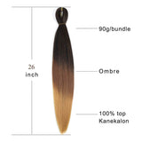MYCHANSON 6packs EASY Braiding Hair Pre Stretched Braiding Hair Itch Free Synthetic Ombre Color Professional Braiding Hair Extensions for Crochet Braids Twist Hair (1B/Brown/Light Brown)