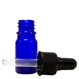 5 ml (1/6 fl oz) Cobalt Blue Glass Bottle with Glass Dropper (12 Pack)