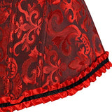 Women's Lacing Corset Top Satin Floral Boned Overbust Body Shaper