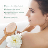 Back Bath Brush with Long Bamboo Handle, Lifetop Back Body Scrubber Exfoliates Dry Skin Shower Brush, Natural Bristle
