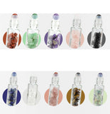 Furnido 5 Pack 10ml Clear Glass Roll On Bottle For Essential Oils,Refillable Roller Bottle With Natural Crystal Gemstone Roller Balls Top,Bamboo Lid-Healing Crystal Chips Inside (Rose Quartz)
