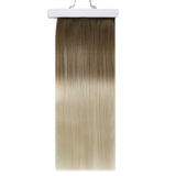 Fshine 18 Inch Clip In Hair Extensions Balayage Remy Real Human Hair Extensions Pastel Clip in Hair Color 8 Light Brown Fading to 60 White Blonde Full Head 100 Gram 10Pcs Per Set Clip Ins