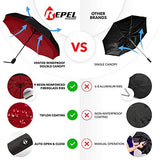 Repel Umbrella Windproof Travel Umbrella with Teflon Coating (Black Red)