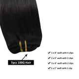 Ugeat Human Hair Clip in Extensions 18inch Hair Extensions Clip in Human Hair 7PCS Ombre Off Black to Silver Color Human Hair Clip in Extensions Remy Human Hair Extensions Clip in