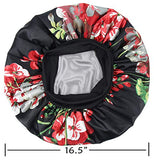 Large Satin Bonnet Double Layer Sleep cap Printing Sliky bonnet Wide Elastic Band