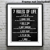 7 Rules of Life Motivational Poster - Printed on Premium Cardstock Paper - Sized 11 x 14