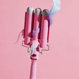 3 Barrel Curling Iron Wand,Quick and convenient heating rod with LCD Temp Display