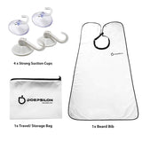Beard Bib Apron Beard Catcher for Shaving and Trimming, Grooming Cape Apron Catcher, Non-Stick Beard Cape Shaving Cloth, Waterproof, with 4 Suction Cups, Trimming Beard Apron for Men - White