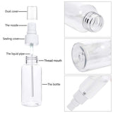 2oz/50ml Empty Spray Bottles - Portable Refillable Container with Fine Mist Sprayer & Dust Cap with Funnels and 12pcs Labels for Essential Oils, Perfumes,Cleaning Products (Clear / 6 Packs)