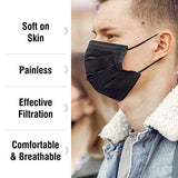 WeCare Individually Wrapped Disposable Face Masks - 50 Pack, Black -Soft on Skin