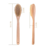 Beechwood Bath and Shower Body Brush With Nature Boar Bristles, Long Hand Wooden Dry Bath Body Back Brush, Perfect Spa Gift