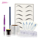 Eyebrow Microblading kit, Atomus Eyebrow Micro Needling Pen Set with Pigment Ink Cups Holder 14pin Blades Plastic Wraps Practice Skin Pencil for Eyebrow Tattoo Permanent Makeup (#02)
