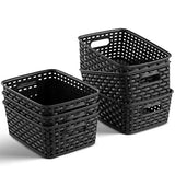 Set of 6 Plastic Storage Baskets - Small Pantry Organizer Basket Bins