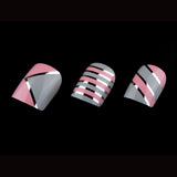 ArtPlus 24pcs x 4 (4-Pack) Pink Grey Chrome Elegant Touch False Nails Premium Pack Full Cover Medium Length with Glue Fake Nails Art 4 Boxes in 1 Premium Pack Buy 3 Get 1 Free