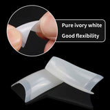 Miniyu 1000PCS Fake Nail Tips, French Style Half Cover Clear and Natural Coffin Acrylic Nail Kit for DIY at Home or Professional with 2 Boxes of 10 Sizes Each Box