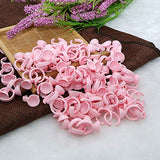 100PCS Pink Disposable Plastic Nail Art Tattoo Glue Rings Holder Eyelash Extension Ring