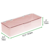 mDesign Makeup Storage Stackable Organizer Box for Bathroom Vanity, Countertops, Drawers - Holds Blenders, Eyeshadow Palettes, Lipstick, Lip Gloss, Makeup Brushes - Hinged Lid, Light Pink/Clear