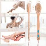 IDENTILShower Brush, Shower Back Cleaning Scrubber with Long Wooden Handle
