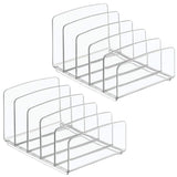 mDesign Plastic Divided Makeup Organizer for Bathroom Countertops, Vanities, Cabinets - Cosmetic Storage Solution for, Eyeshadow Palettes, Contour Kits, Blush, Face Powder - 5 Sections, 2 Pack - Clear