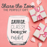 Savage Classy Bougie Ratchet - Stemless Wine Glass Birthday Gifts for Women