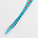 4"-6" Turquoise with Brown & Grizzly Feathers for Hair Extensions Bonded Together At the Tip Salon Quality Feathers! 5 Feathers