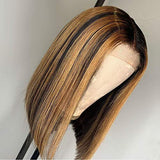 Ombre 4/27 Blonde Bob Lace Front Wigs Brazilian Human Hair Short Straight hair Wig With Baby Hair For Black Women (10 Inch, 4/27)