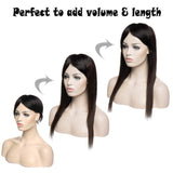 16-22inch Hidden Wire Hair Extensions Human Hair Crown in Hairpiece Secret Translucent Fish Line without Clip Miracle Headband - 22" Dark Brown 2#