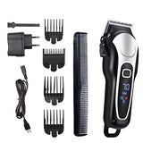 Professional Rechargeable Wireless Hair Clipper Without Cord for Family Razor Barber Cutting Use With Guide Combs… (BLACK)