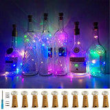 LoveNite Wine Bottle Lights with Cork, 10 Pack Battery Operated LED Cork Shape Silver