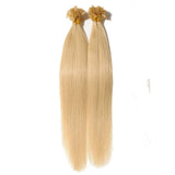 SEGO U Tip Hair Extensions Human Hair Pre Bonded Keratin Fushion Nail Tip Human Hair Extensions 100% Real Remy Hair Silky Straight 100 Strands/Pack 50g 24 Inch #24 Natural Blonde