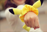 2 Pcs Pikachu Ear & Tail Ponytail Holder Plush Pikachu Hair Ring Cute Bracelet Costumes Hair Accessories