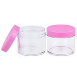 Beauticom 60 Grams/60 ML (2 Oz) Round Clear Leak Proof Plastic Container Jars with Pink Lids for Travel Storage Makeup Cosmetic Lotion Scrubs Creams Oils Salves Ointments (12 Jars)