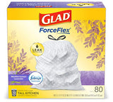 Glad ForceFlex Tall Kitchen Drawstring Trash Bags 13 Gallon White Trash Bag