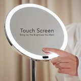 eLimko Lighted Makeup Mirror Large 8.5 Inch with 5X Small Magnifying Mirror Cosmetic LED Light Sensor Touch Screen Smart Adjustable Brightness USB Rechargeable Cordless Vanity Mirror