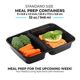 Freshware Meal Prep Containers [15 Pack] 2 Compartment with Lids, Food Storage