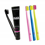 Curaprox Black is White Toothpaste Charcoal Whitening Set + CS 5460 Toothbrush Trio Pack