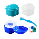 4Pcs Denture Bath Box Case & Cleaner Brush Set (3+1), AUHOKY Premium False Teeth Storage Box with Net Strainer, Mouth Guard Soaking Cup Container Holder for Travel Retainer Cleaning (Mixed Colors)