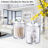 SheeChung Qtip Dispenser Apothecary Jars Bathroom - Qtip Holder Storage Canister
