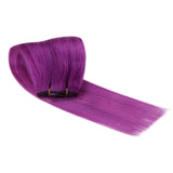 Purple Clip in Hair Extensions Real Human Hair 20 Inch 5Pcs 40G Clip ins Double Weft Hair Extensions Festival Hair