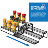 3 Tier Expandable Spice Rack Organizer for Cabinet, Black Modern Pantry Kitchen