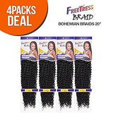 FreeTress Synthetic Hair Crochet Braids Bohemian Braids 20" (4-Pack, 1)