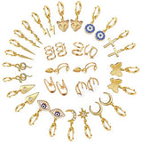 17 Pairs Gold Small Hoop Earrings Pack with Charm-Silver Mini Hoop Dangle Earrings