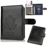 GDTK Leather Passport Holder Cover Case RFID Blocking Travel Wallet (Black)