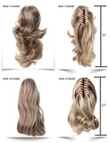 Onedor 15" Synthetic Fiber Curly Ponytail Hair Extension hairpiece with Clip-in Jaw Clips, Dual-Use Hair Extensions (27#-Strawberry Blonde)