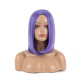 Purple Wig Straight Bob Hair 14 Inch Synthetic Lavender Colorful Cosplay Wigs for Women's and Girl