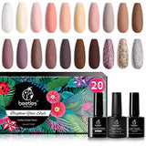Beetles 20 Pcs Valentine's Day Gel Nail Polish Kit, Bare Collection Soak Off