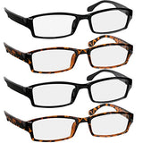 Reading Glasses -9501HP - 4 pk - 2 Black & 2 Tortoise -1.00